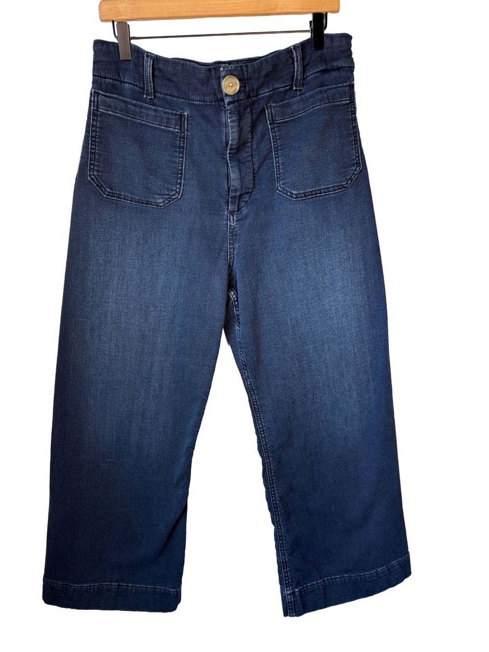 Maeve Anthropologie The Colette Wide Leg Cropped Jeans Womens Size 31 Dark Wash
